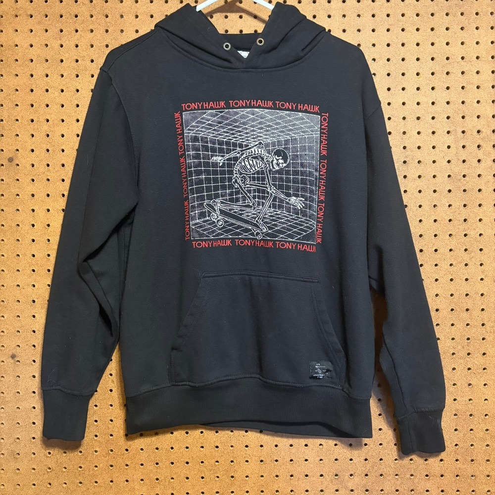 Tony Hawk‎ Hoodie Medium Black Skeleton Skateboard Graphic Streetwear Y2K 90s